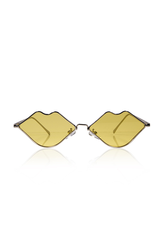 Γυαλιά ηλίου με μεταλλικό σκελετό και lips design - ΚΙΤΡΙΝΟ