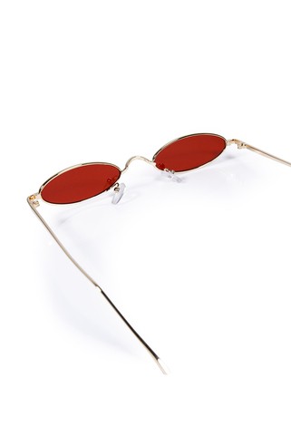 Μονόχρωμα γυαλιά ηλίου με οβάλ μεταλλικό σκελετό - ΚΟΚΚΙΝΟ
