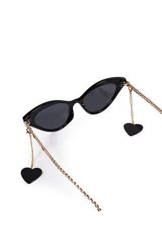 Γυαλιά ηλίου με heart design αξεσουάρ - ΜΑΥΡΟ