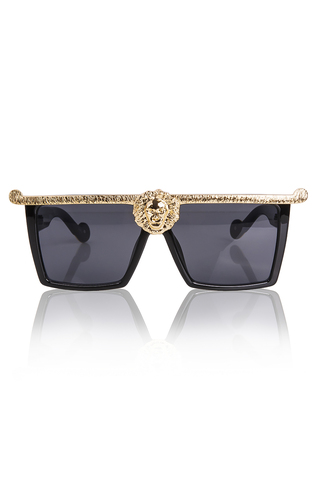 Flat top γυαλιά ηλίου με χρυσό design  - ΜΑΥΡΟ