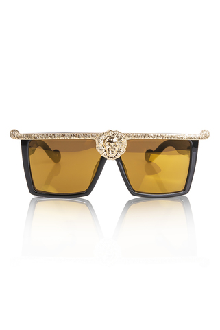 Flat top γυαλιά ηλίου με χρυσό design  - ΧΡΥΣΟ