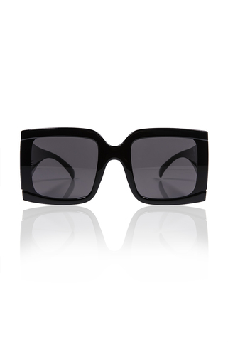 Tετράγωνα γυαλιά ηλίου με λεπτομέρεια - ΜΑΥΡΟ