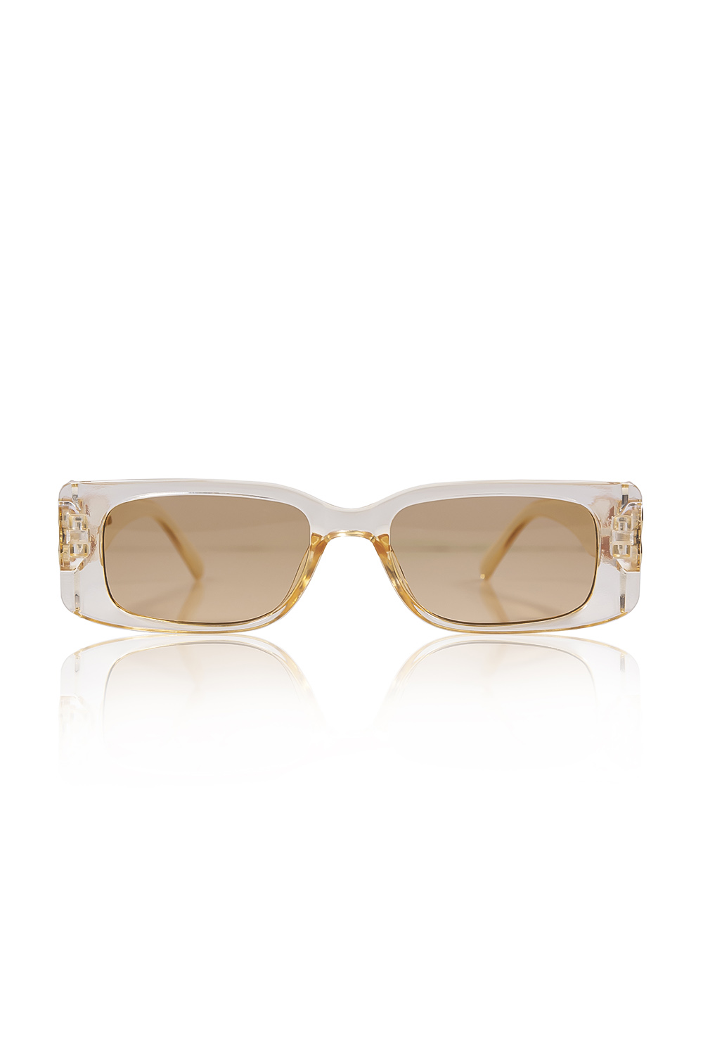 Σαμπανιζέ γυαλιά ηλίου ορθογώνια με χρυσή λεπτομέρεια