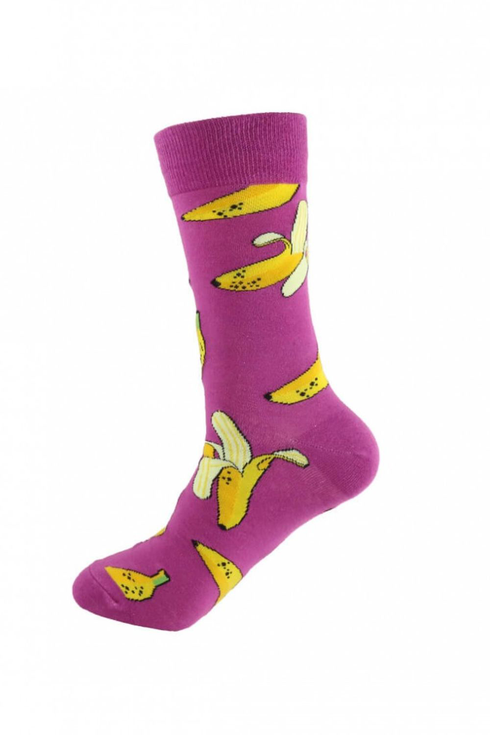 Μωβ κάλτσες με σχέδιο banana