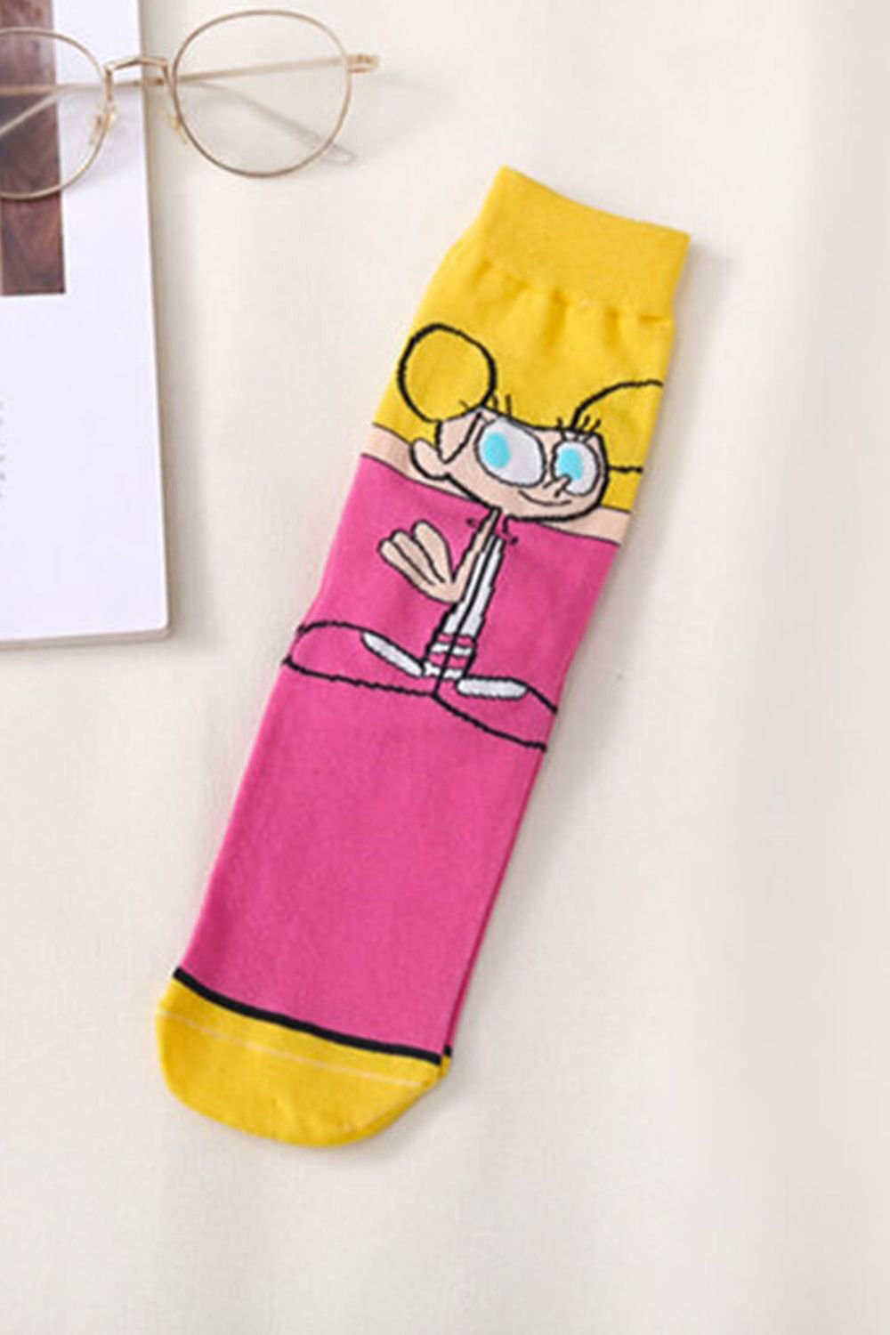 Φούξια κάλτσες με cartoon