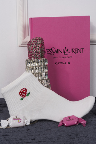 Κάλτσες με σχέδιο τριαντάφυλλο - ΑΣΠΡΟ