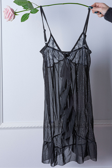 Σετ see through lingerie - ΜΑΥΡΟ