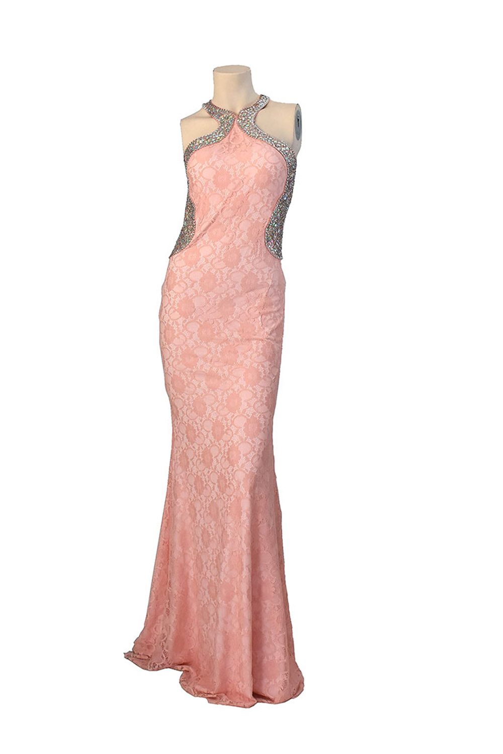 Ροζ γοργονέ βραδινό φόρεμα