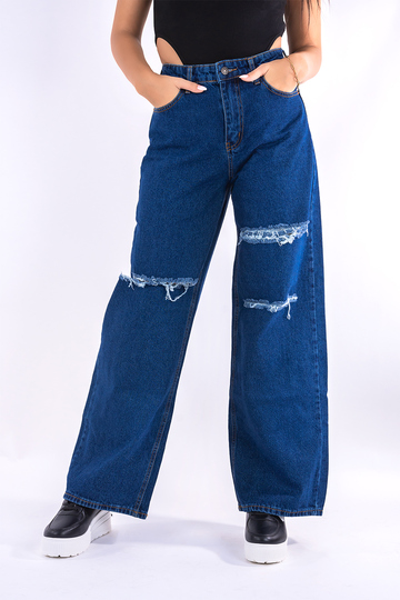 Wide leg jean με σκισίματα