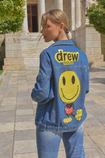 Oversize jean jacket με smile