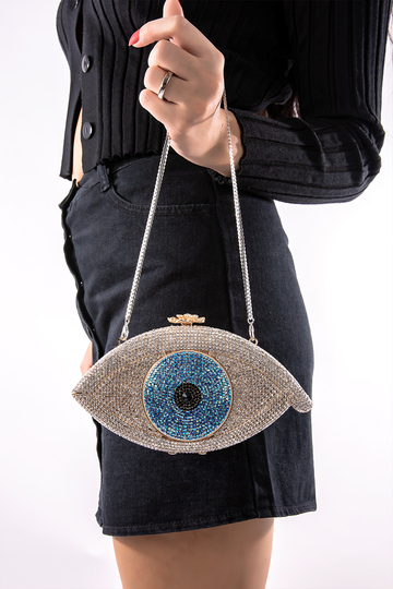 Πολυτελές clutch bag με στρας - ΑΣΗΜΙ