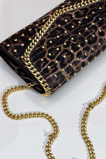 Animal print τσαντάκι με αλυσίδα