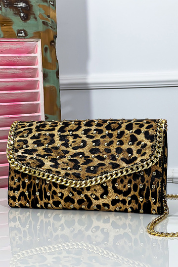 Animal print τσαντάκι με αλυσίδα