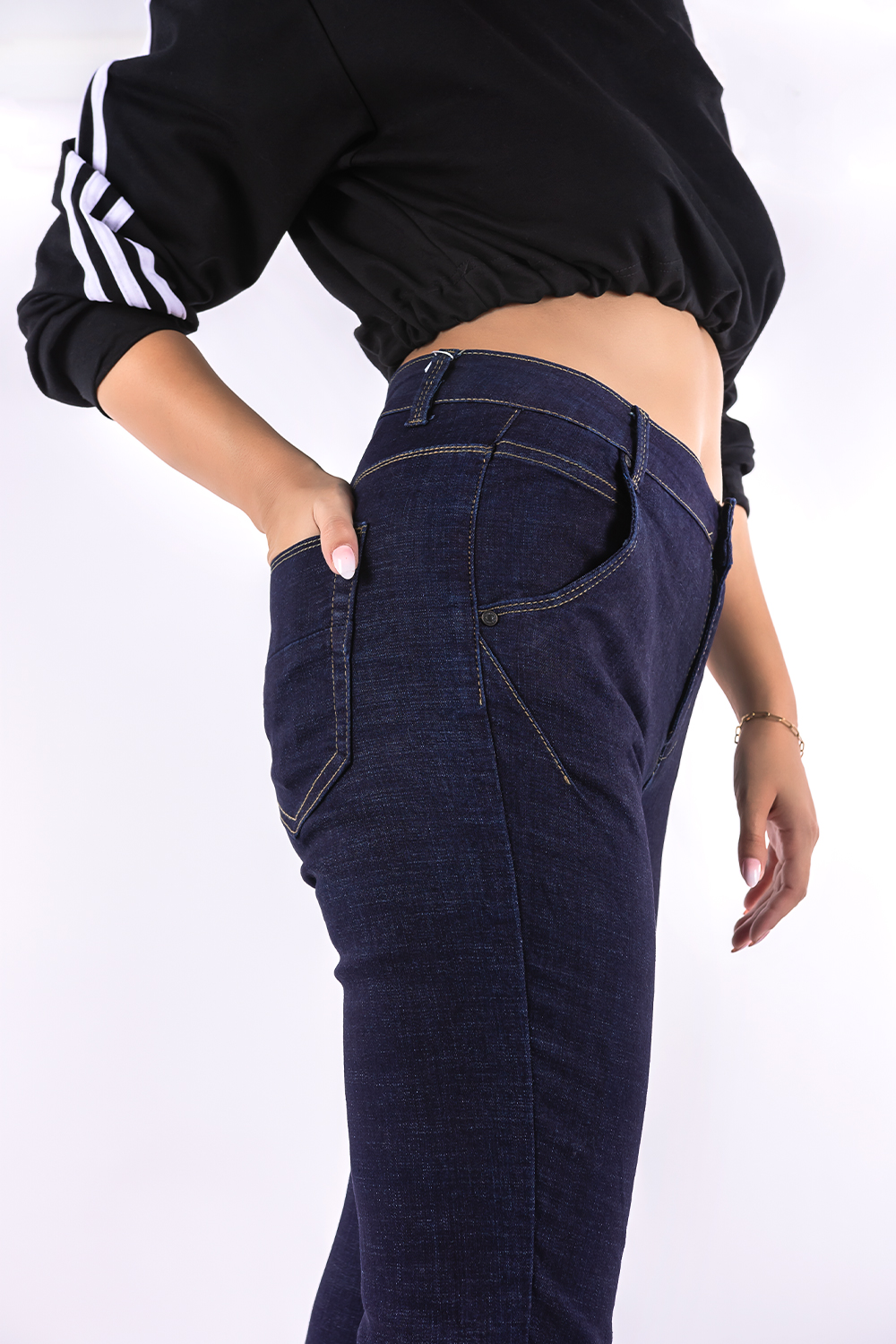 Ελαστικό jean παντελόνι με ραφές