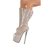 Sexy peep - toe μπότες με φερμουάρ