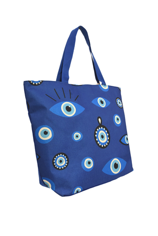 Τσάντα με μπλε σχέδια και πορτοφόλι - ΜΠΛΕ