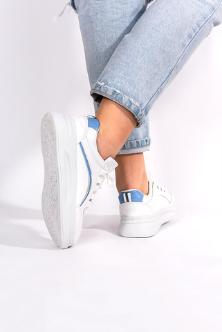 Sneakers δερματίνη με χρωματιστή λεπτομέρεια - ΓΑΛΑΖΙΟ