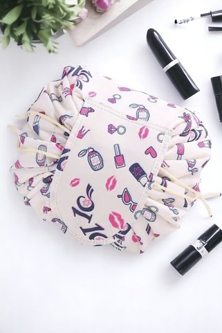 Γυναικεία  Στρογγυλή τσάντα καλλυντικών με Σχέδια - ΕΚΡΟΥ
