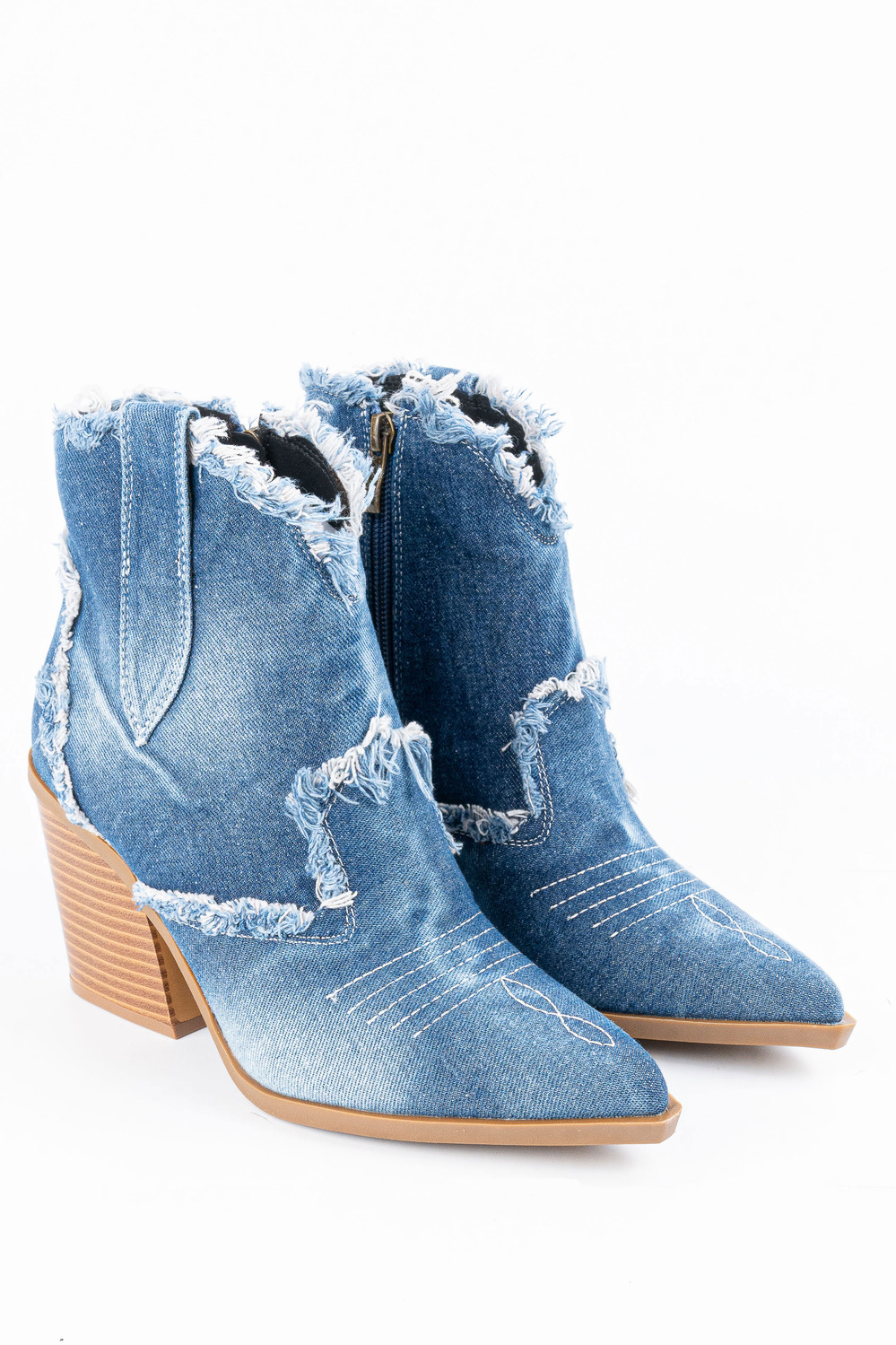 Denim μποτάκια με φερμουάρ