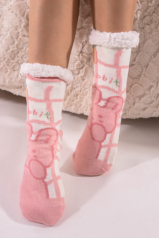 Χειμερινές κάλτσες με σχέδιο Rabbit - ΡΟΖ