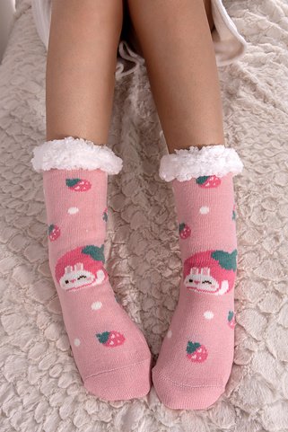 Κάλτσες με σχέδιο φράουλες - ΡΟΖ
