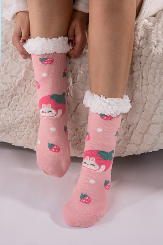 Κάλτσες με σχέδιο φράουλες - ΡΟΖ