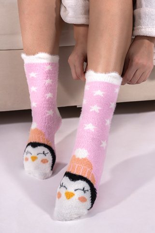 Χνουδωτές κάλτσες με πιγκουινάκι