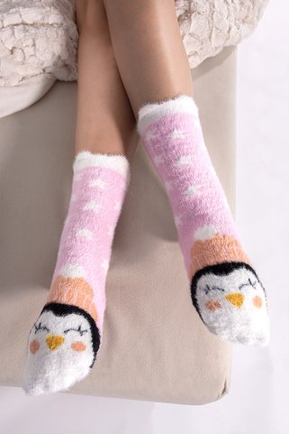 Χνουδωτές κάλτσες με πιγκουινάκι