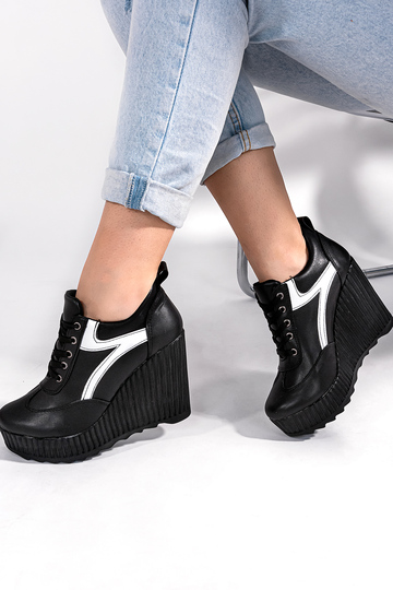 Αθλητικά wedges δερματίνη με ανάγλυφη σόλα
