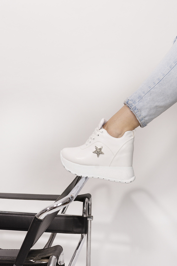 Sneakers με εσωτερικό τακούνι και σχέδιο αστέρι  - ΑΣΠΡΟ