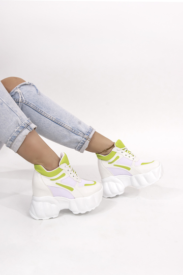Sneakers με εσωτερικό τακούνια και σχέδιο ραφές - ΛΑΧΑΝΙ