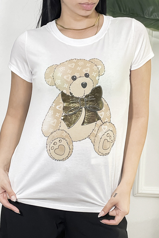 T-shirt με print αρκουδάκι - ΜΠΕΖ