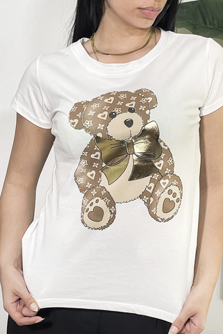 T-shirt με print αρκουδάκι - ΚΑΦΕ