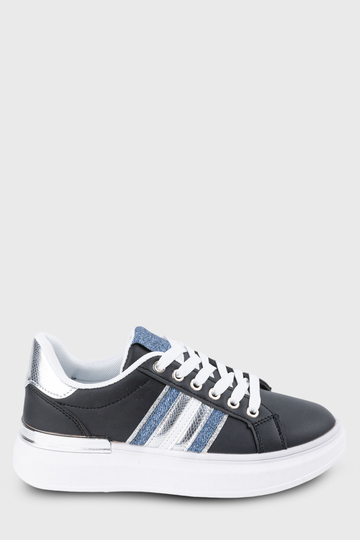 Sneaker με ασημί λεπτομέρεια - ΜΑΥΡΟ