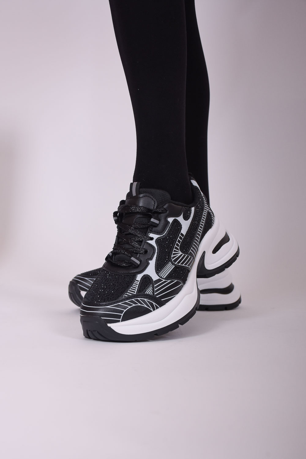 Γυναικεία Ασημί Sneakers με Chunky Σόλα