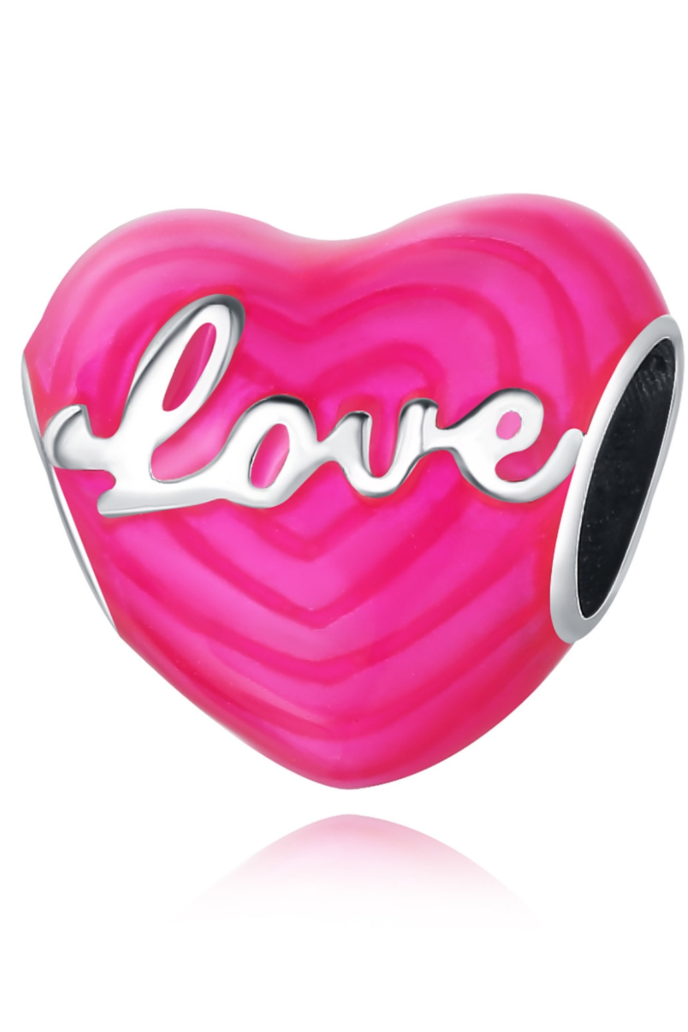 Μενταγιόν Σύμβολο Ροζ Καρδιάς με Επιγραφή "Love"