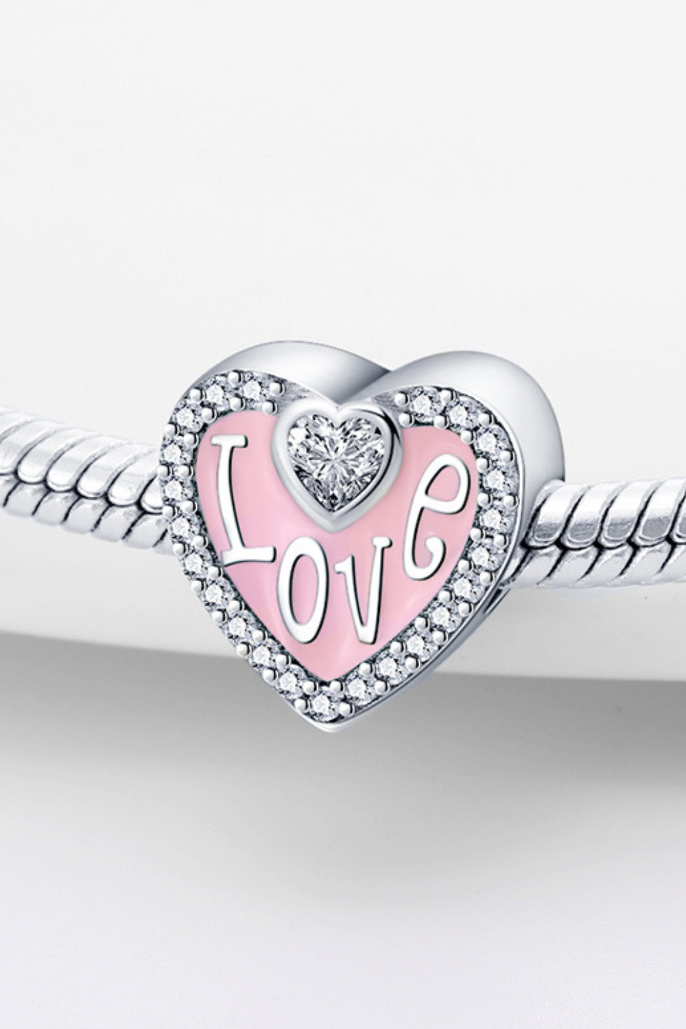 Σύμβολο Ροζ Καρδιάς με "Love" και Κρυστάλλινο Πλαίσιο