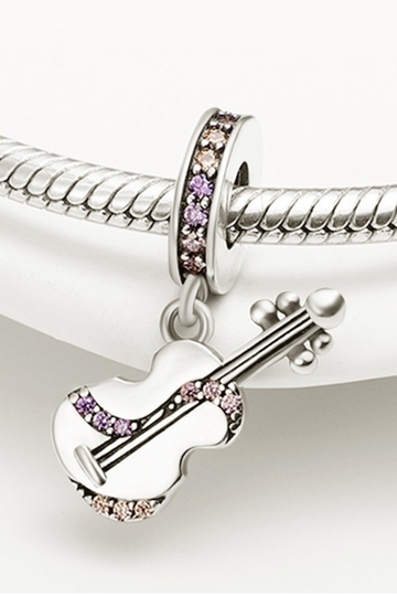 Σύμβολο Βιολί με Πολύχρωμους Κρυστάλλους - Silver Plating