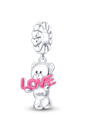 Σύμβολο Αρκουδάκι με την Επιγραφή "Love You" - Silver Plating