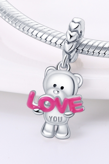 Σύμβολο Αρκουδάκι με την Επιγραφή "Love You" - Silver Plating