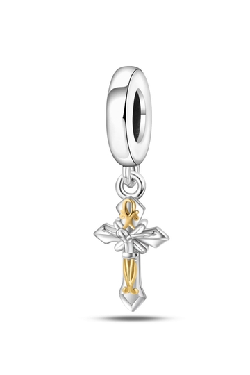 Σύμβολο Σταυρού με Χρυσές Λεπτομέρειες - Silver Plating