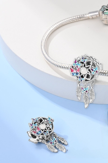 Σύμβολο Ονειροπαγίδα με Πεταλούδες - Silver Plating