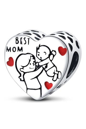 Σύμβολο Καρδιά "Best Mom" - Silver Plating