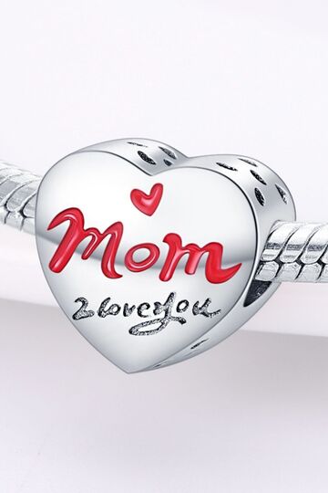 Σύμβολο Καρδιάς "Mom" - Ένδειξη Αγάπης - Silver Plating