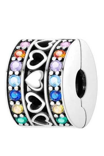 Σύμβολο με Καρδιές και Πολύχρωμες Πέτρες - Silver Plating
