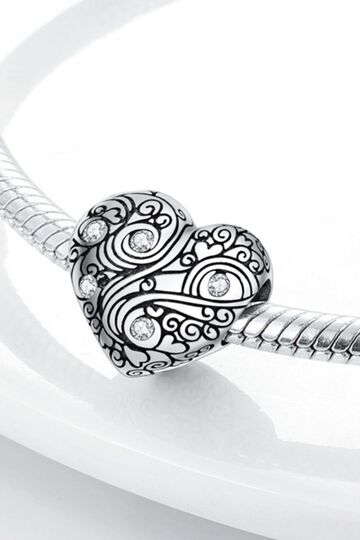 Σύμβολο Καρδιάς με περίτεχνο Σχέδιο - Silver Plating
