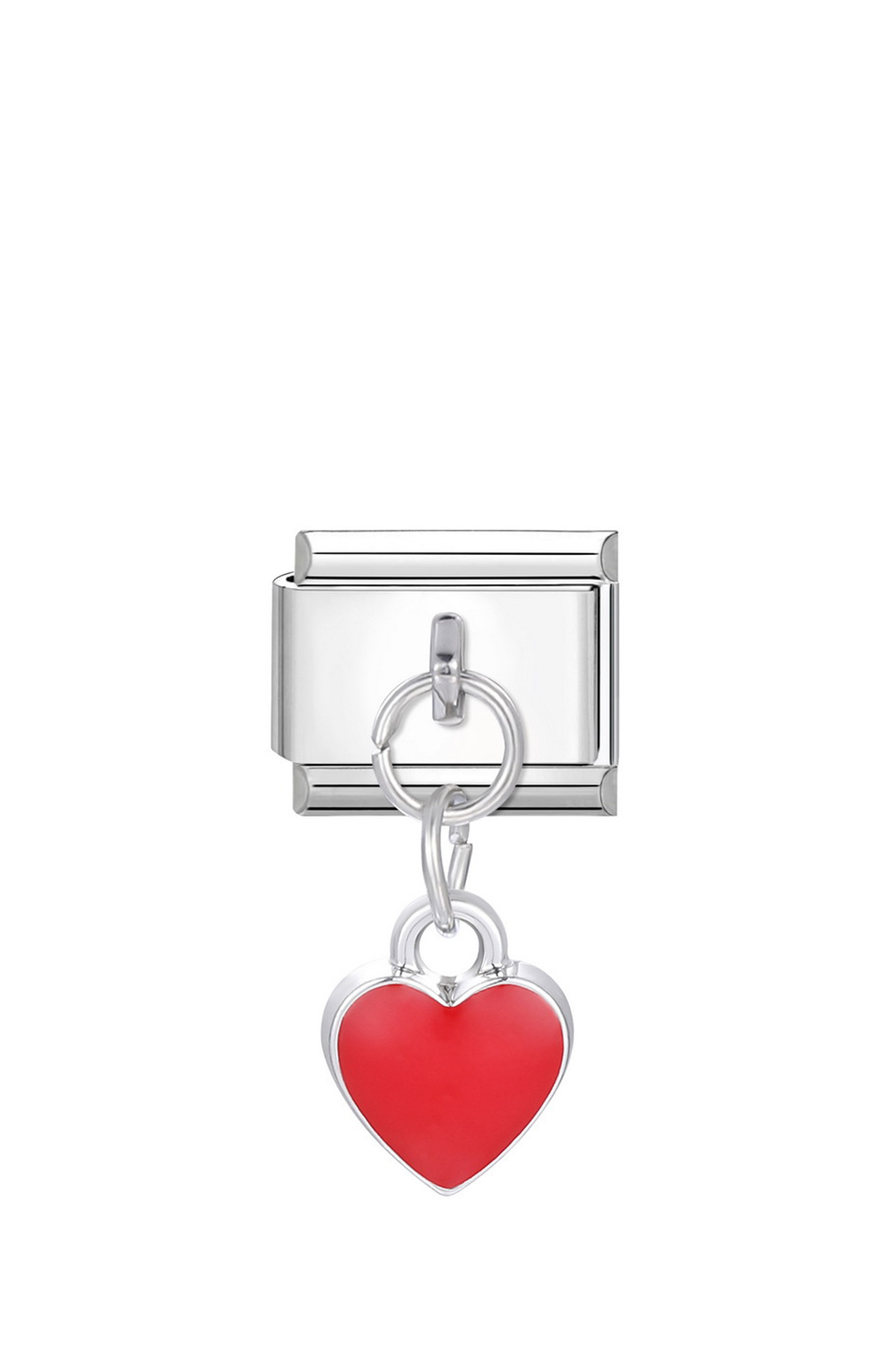 Ασημί Charm "Κόκκινη Καρδιά"