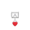 Ασημί Charm "Κόκκινη Καρδιά"