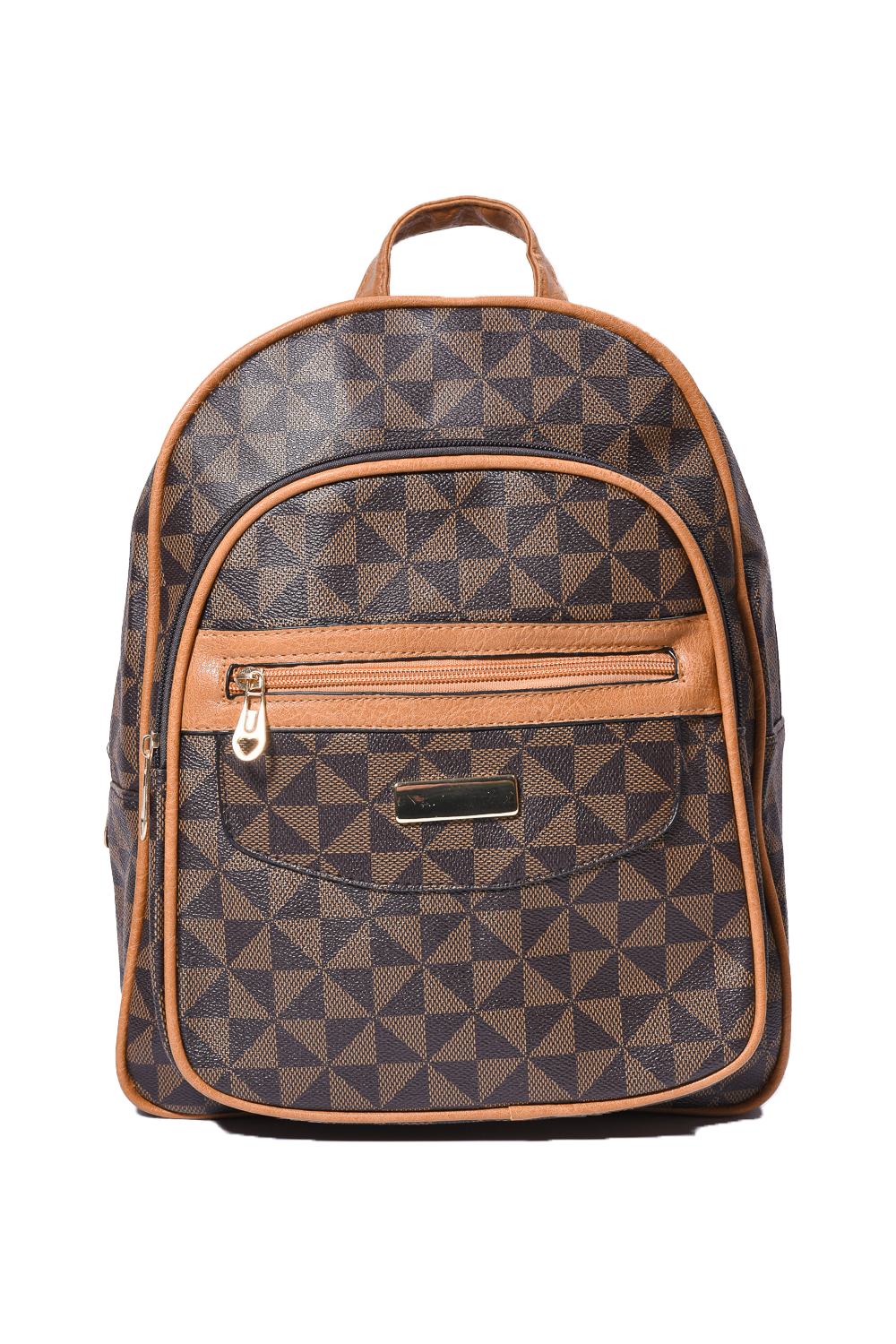 Backpack με Γεωμετρικό Pattern & Καφέ Λεπτομέρειες